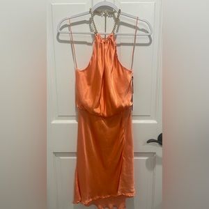 Gorgeous peach satin dress